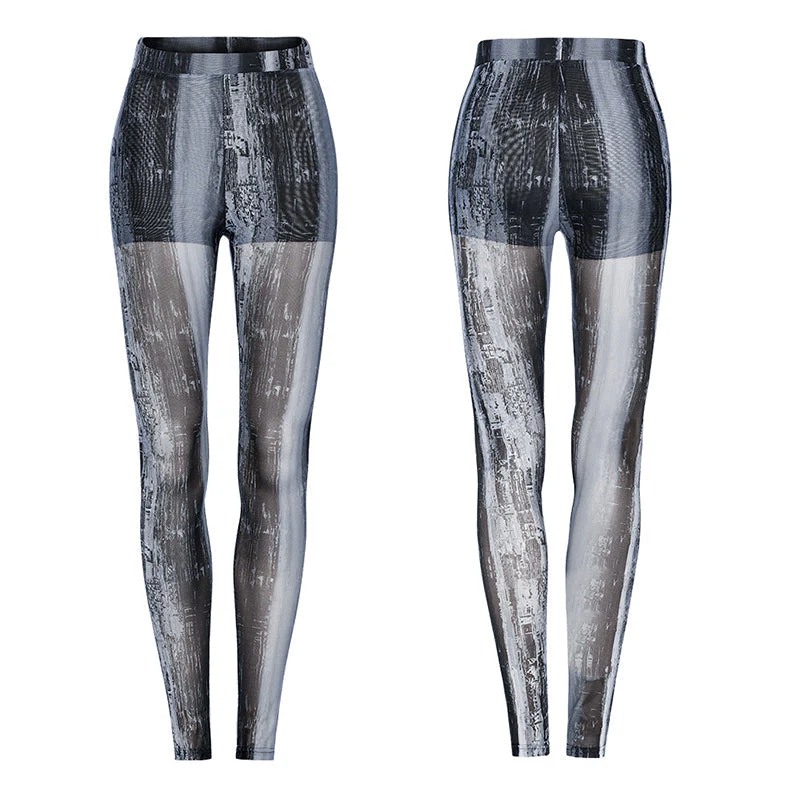 WK-536DDF The Post-apocalyptic Techwear Tight Mesh Leggings - Image 4