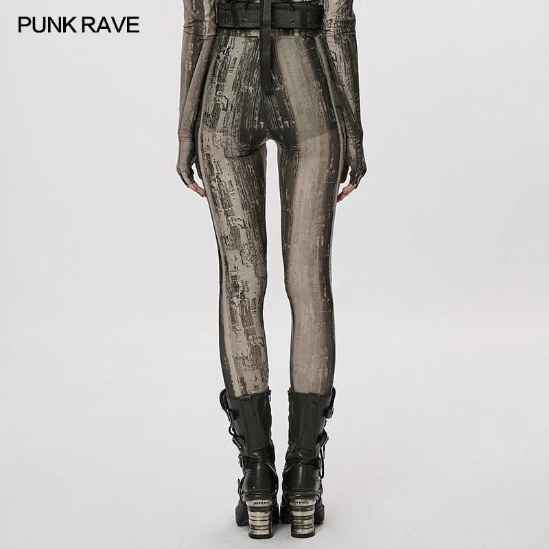 WK-536DDF The Post-apocalyptic Techwear Tight Mesh Leggings - Image 6