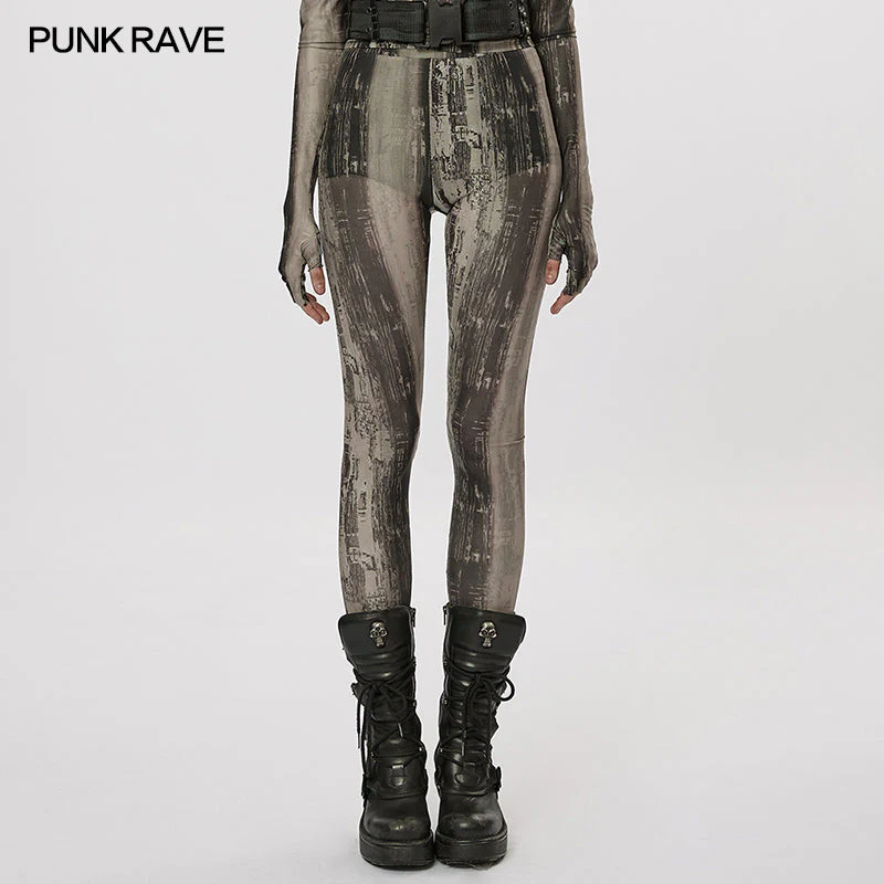 WK-536DDF The Post-apocalyptic Techwear Tight Mesh Leggings - Image 9