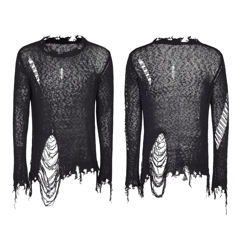 M-038 Thinner Yarn Loose Punk Sweaters Pullover With Decadence Feeling - Image 3