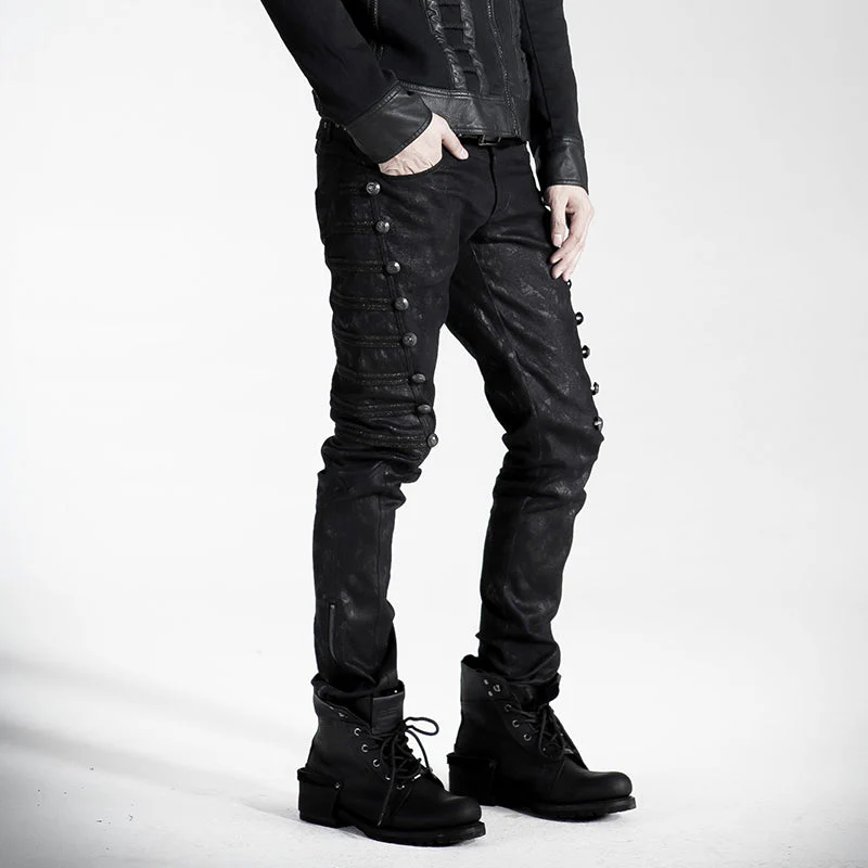 Top Sale Rivet Side Decorated K-136 Push Up Jean Punk Pants for men - Image 2