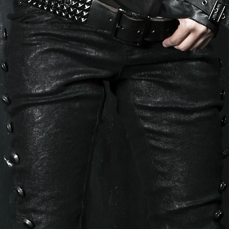 Top Sale Rivet Side Decorated K-136 Push Up Jean Punk Pants for men - Image 21