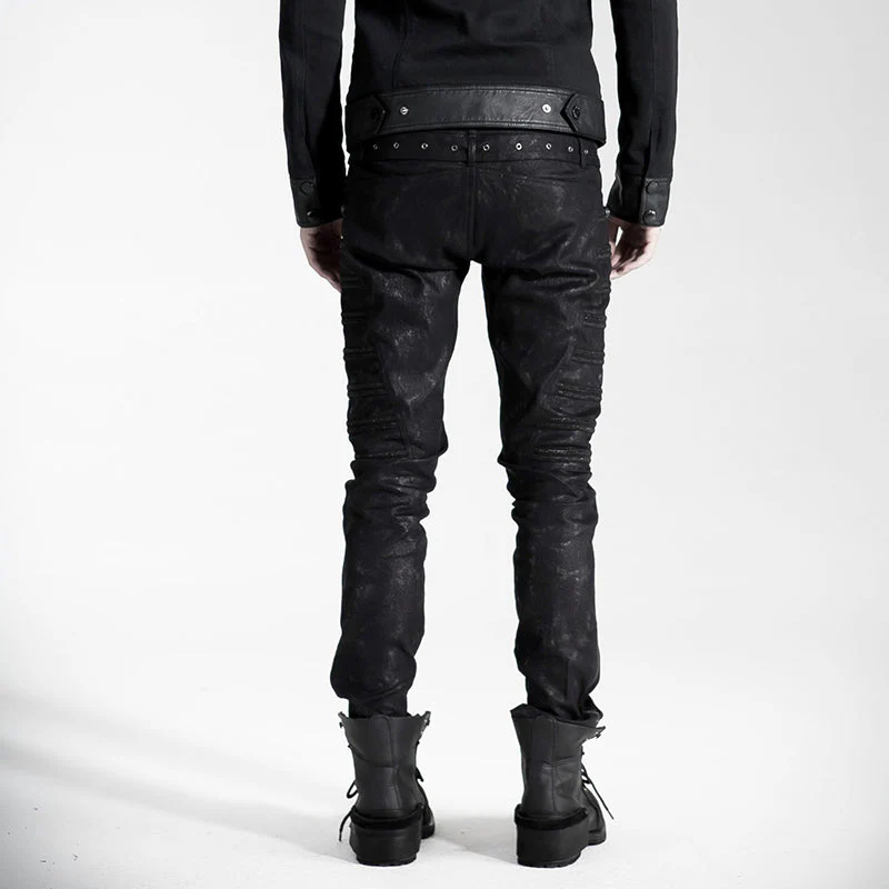 Top Sale Rivet Side Decorated K-136 Push Up Jean Punk Pants for men - Image 3