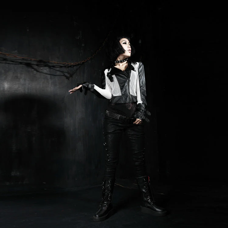 Top Sale Rivet Side Decorated K-136 Push Up Jean Punk Pants for men - Image 6