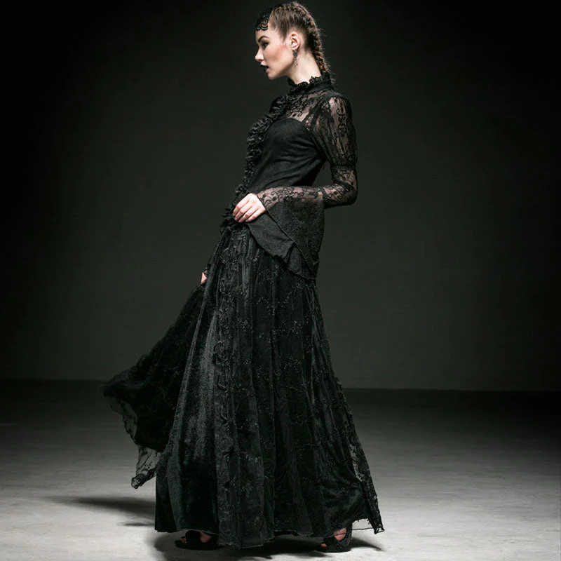 Y-536 Translucent Romantic Lace Long Speaker Sleeve Gothic Shirt - Image 4