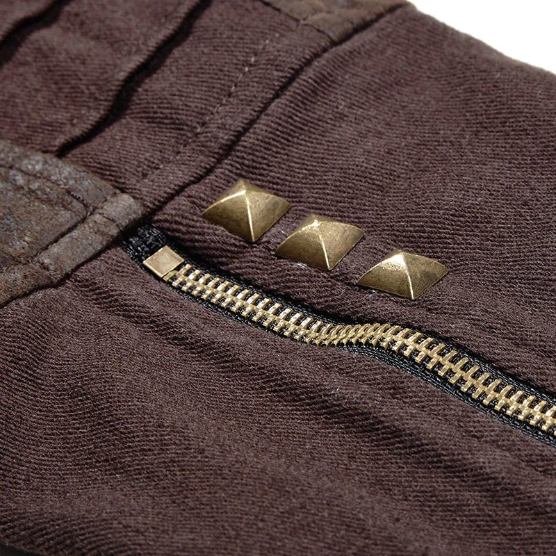 Y-707 Twill Fabric And Stitching Zippered Gothic Trench Coats With A Hood - Image 10