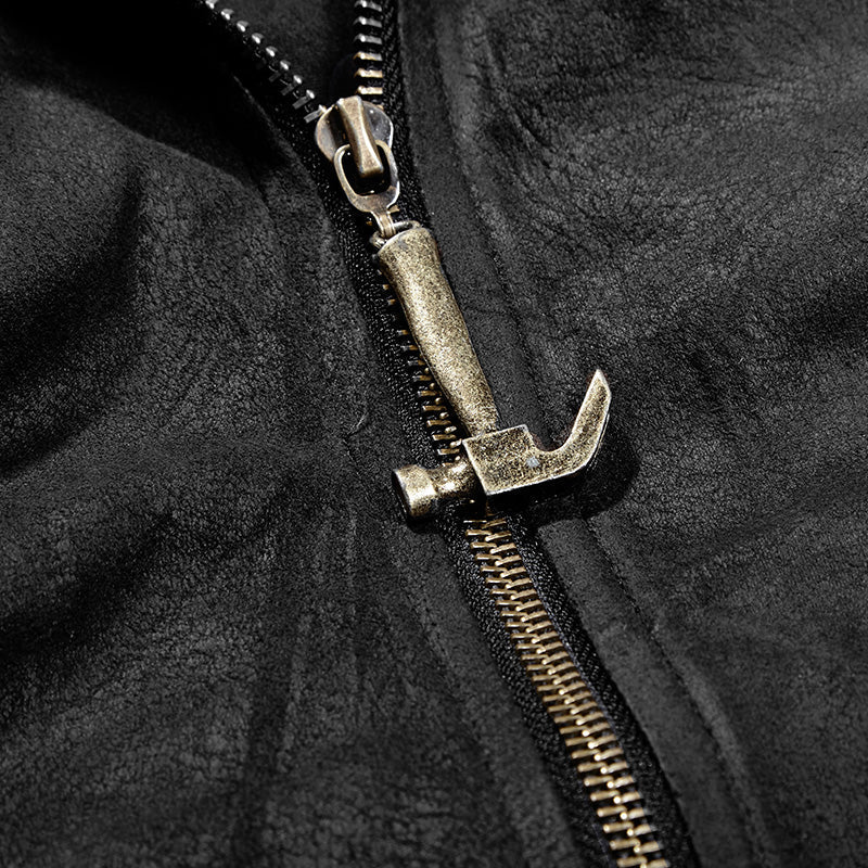 Y-707 Twill Fabric And Stitching Zippered Gothic Trench Coats With A Hood - Image 5