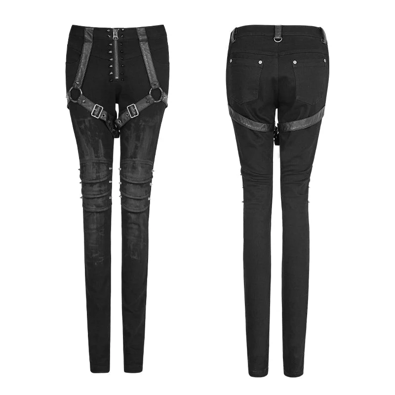 K-292 Twill Woven Armor Brush Gum Punk Pants With Rivet Decoration - Image 4