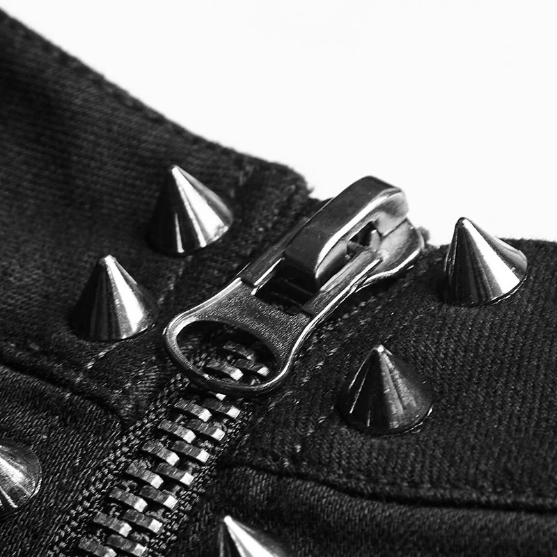 K-292 Twill Woven Armor Brush Gum Punk Pants With Rivet Decoration - Image 5