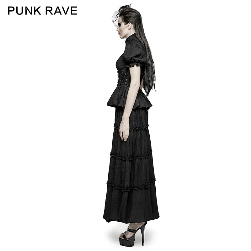 Q-314 Two-piece Noble Splicing Puff Sleeve Gothic Dresses - Image 2