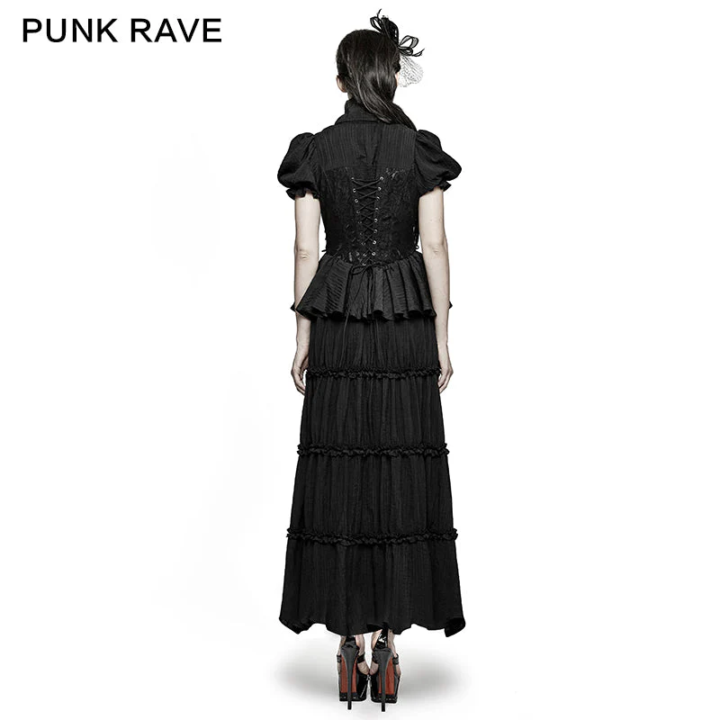 Q-314 Two-piece Noble Splicing Puff Sleeve Gothic Dresses - Image 3