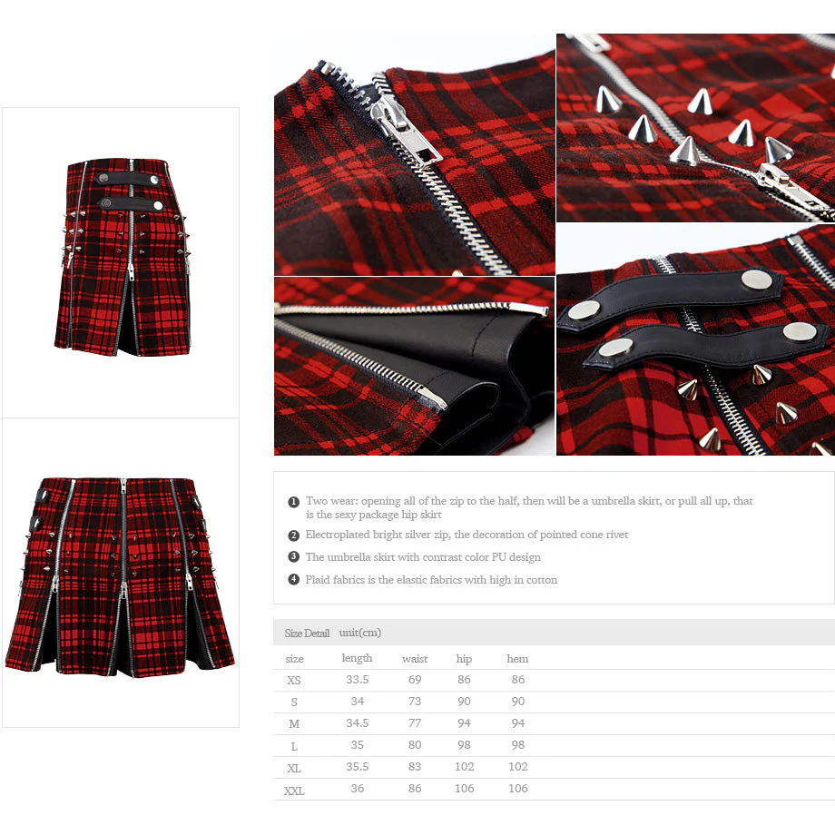 Q-264 Two Wear Latest Fashion Ladies Extreme Short Punk Skirt - Image 6