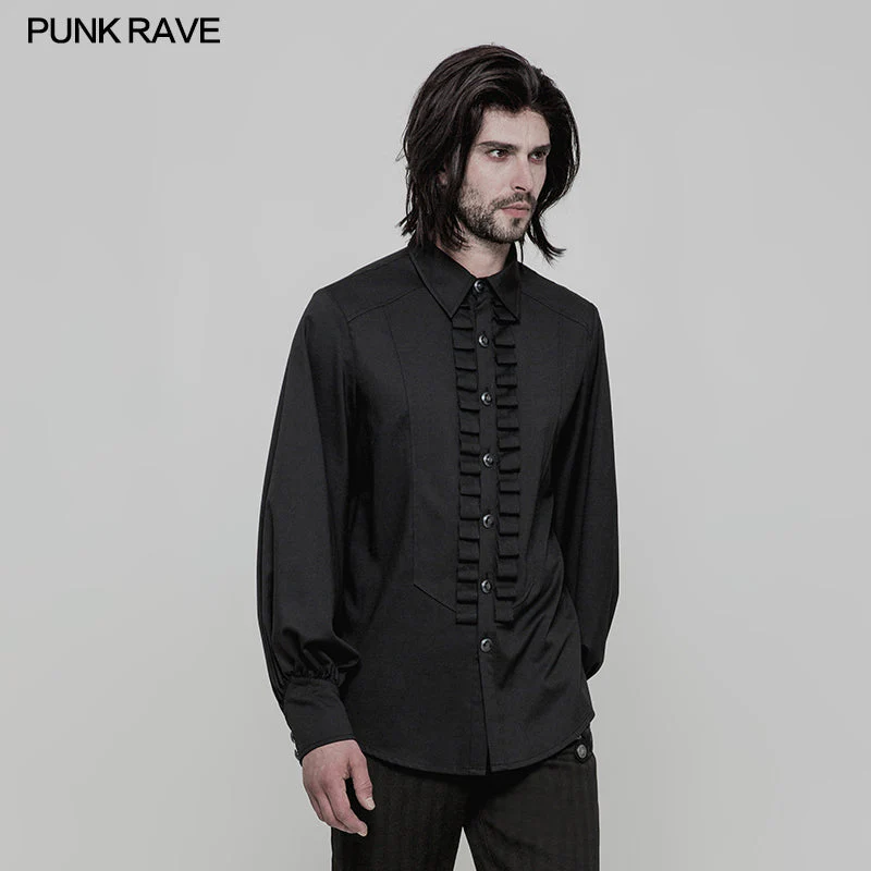 WY-846 Uniform Long Sleeve Gothic Shirt With Pleated Decoration - Image 2