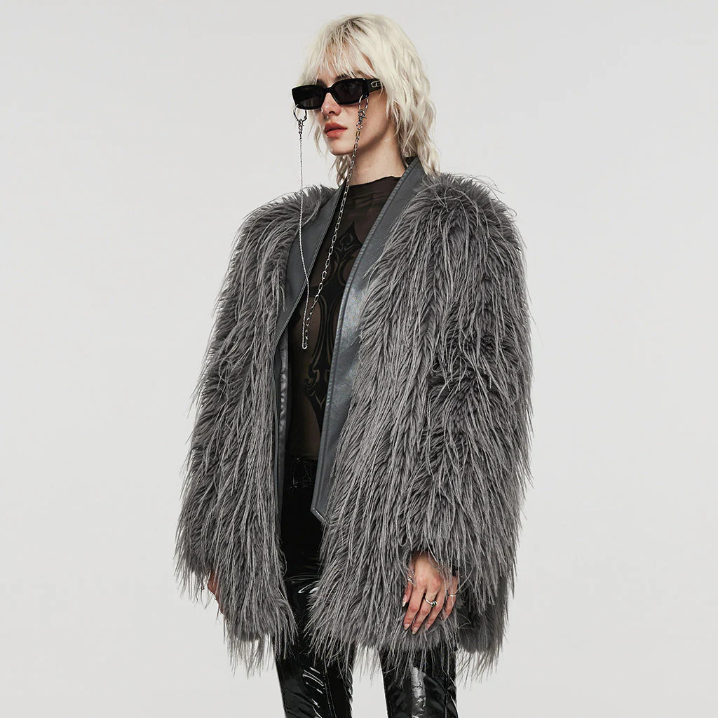 WY-1499DQF Untrimmed faux fur coat - Image 3