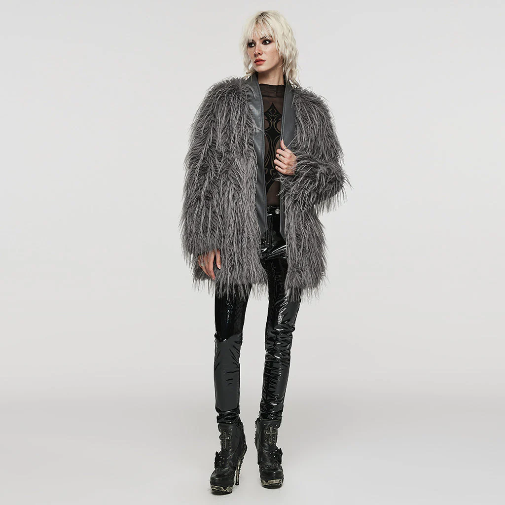 WY-1499DQF Untrimmed faux fur coat - Image 4