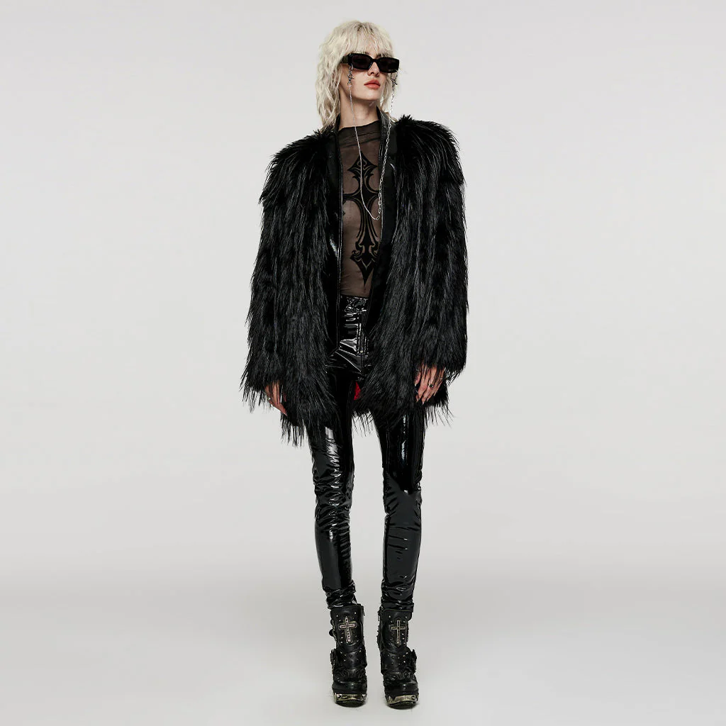 WY-1499DQF Untrimmed faux fur coat - Image 6