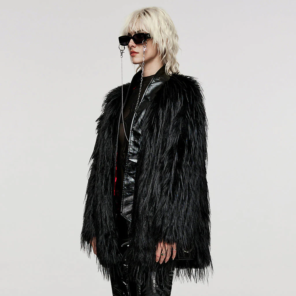 WY-1499DQF Untrimmed faux fur coat - Image 8