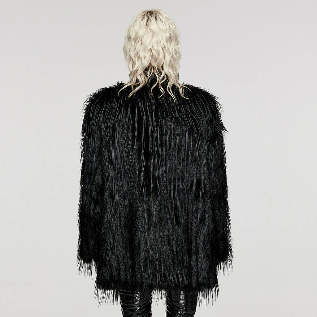WY-1499DQF Untrimmed faux fur coat - Image 9