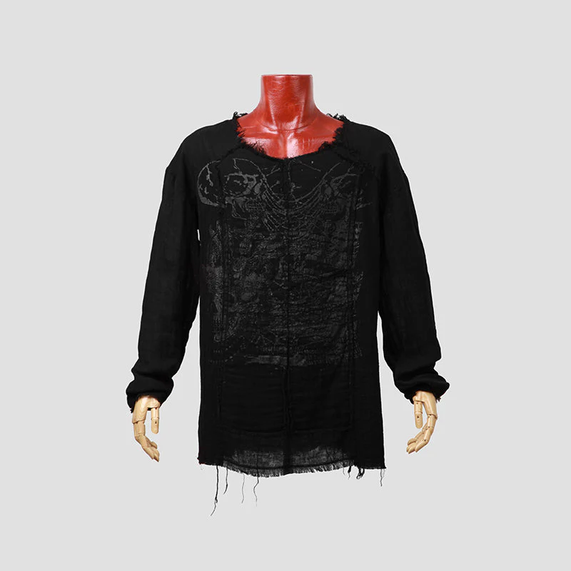Y-492 Upper Outer Garment/black Punk T-shirts For Men - Image 3