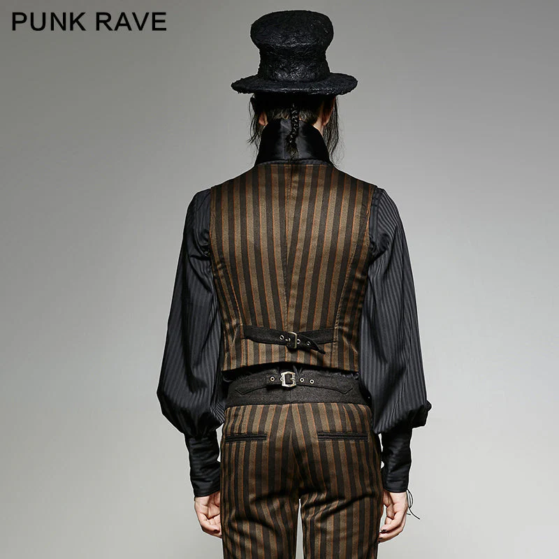 Y-718 V Collar Punk Vest With Metal Carving Buttons In The Front - Image 8