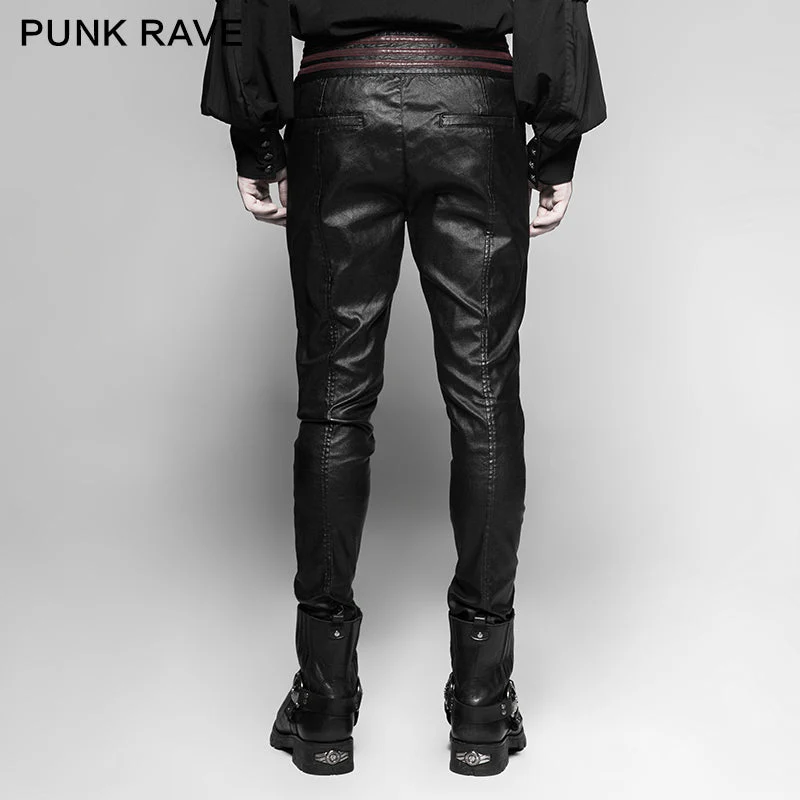 K-285 Vampire Bloody Decoy Elastic Leather Gothic Pants - Image 3