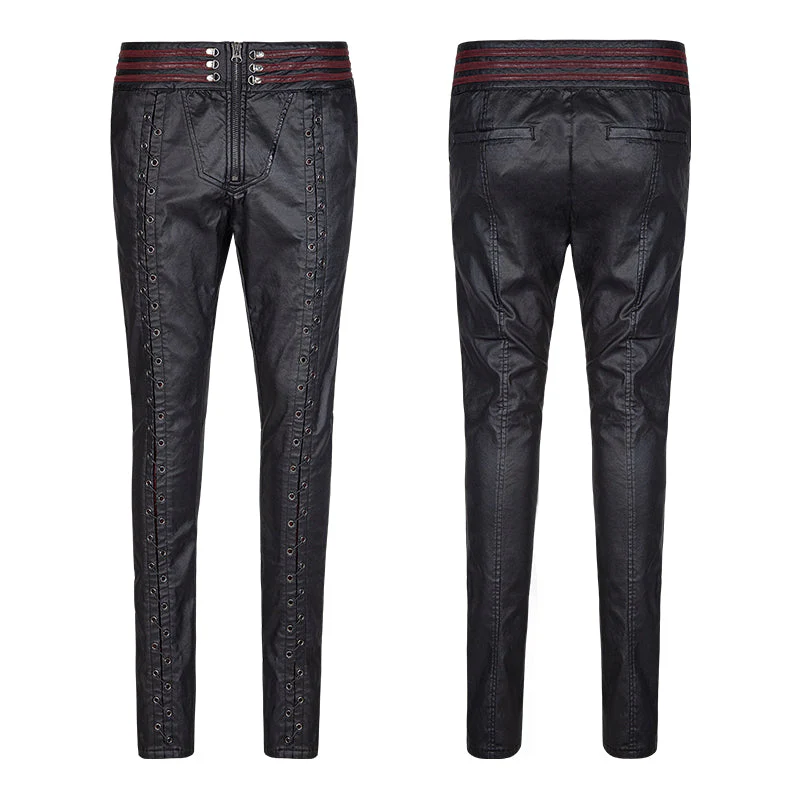 K-285 Vampire Bloody Decoy Elastic Leather Gothic Pants - Image 4