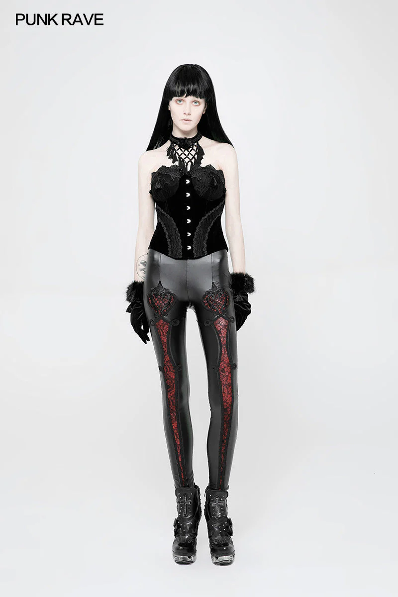 WK-328 Vampire Sweet Love Leather Gothic Leggings - Image 11