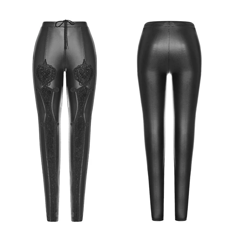 WK-328 Vampire Sweet Love Leather Gothic Leggings - Image 9