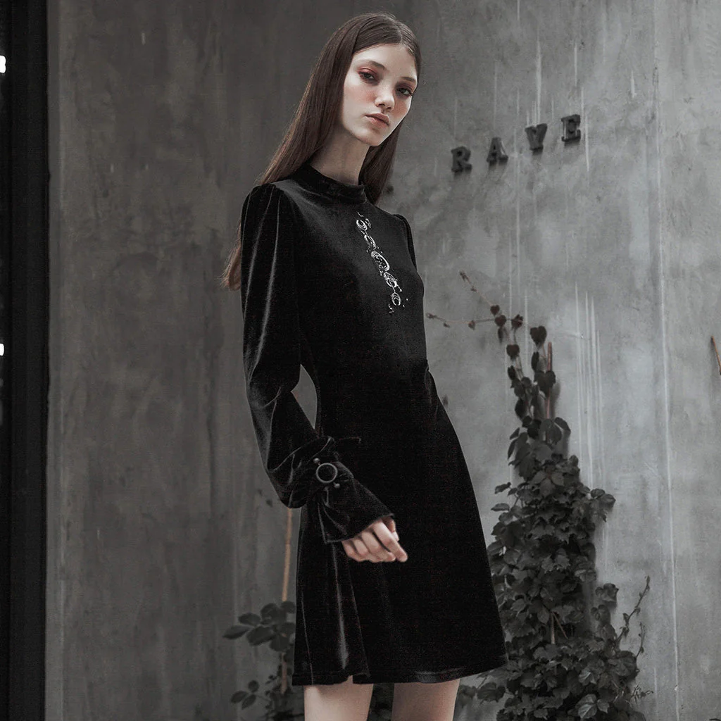 OPQ-427LQF Velvet Japanese Embroidery Dress - Image 2