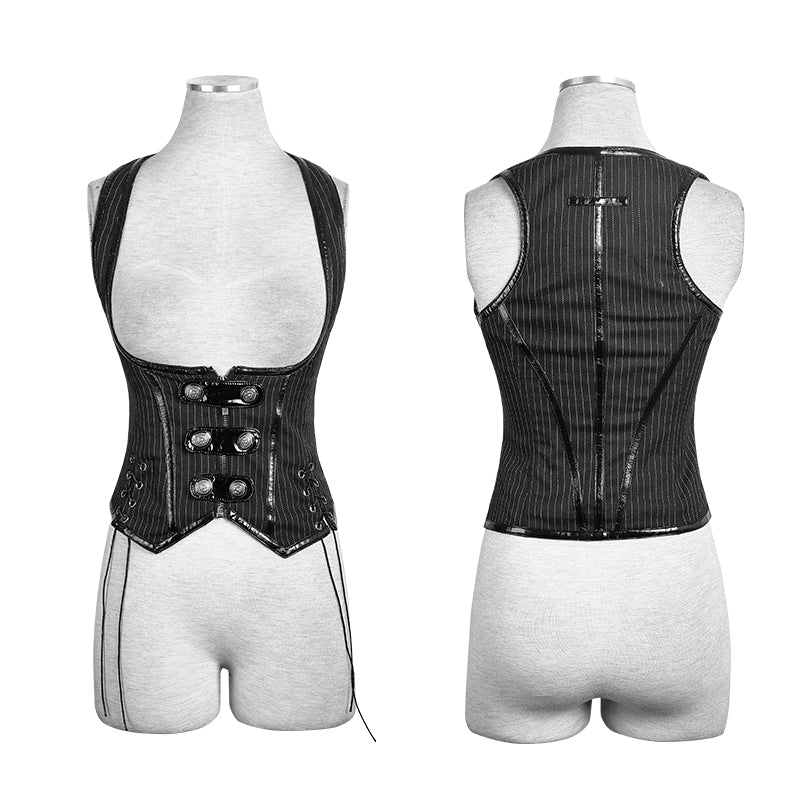 Y-686 Vertical Stripes Shaped Punk Vest For Ladies - Image 5