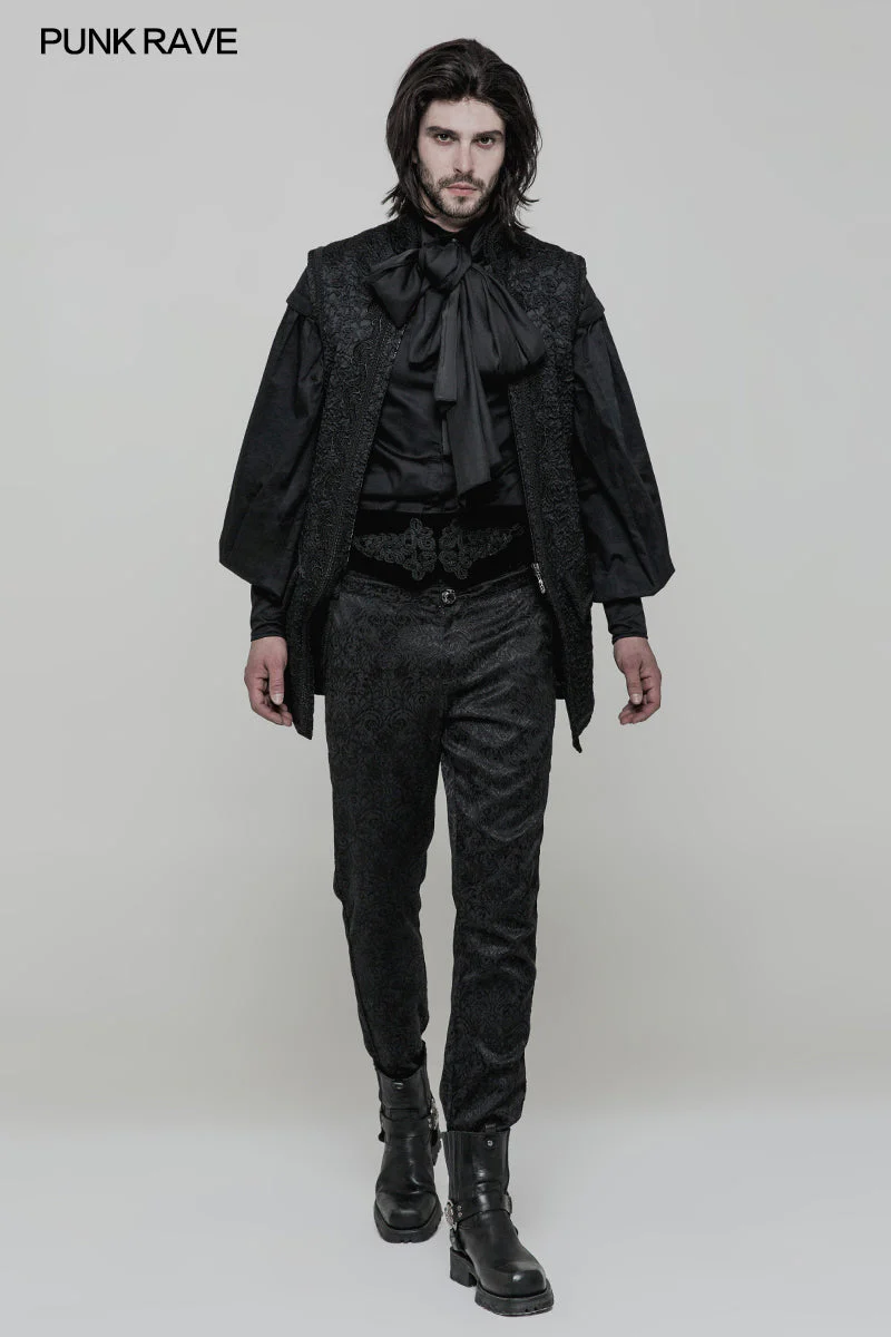 WY-849 Victoria Gorgeous Jacquard Long Gothic Vest For Men - Image 6