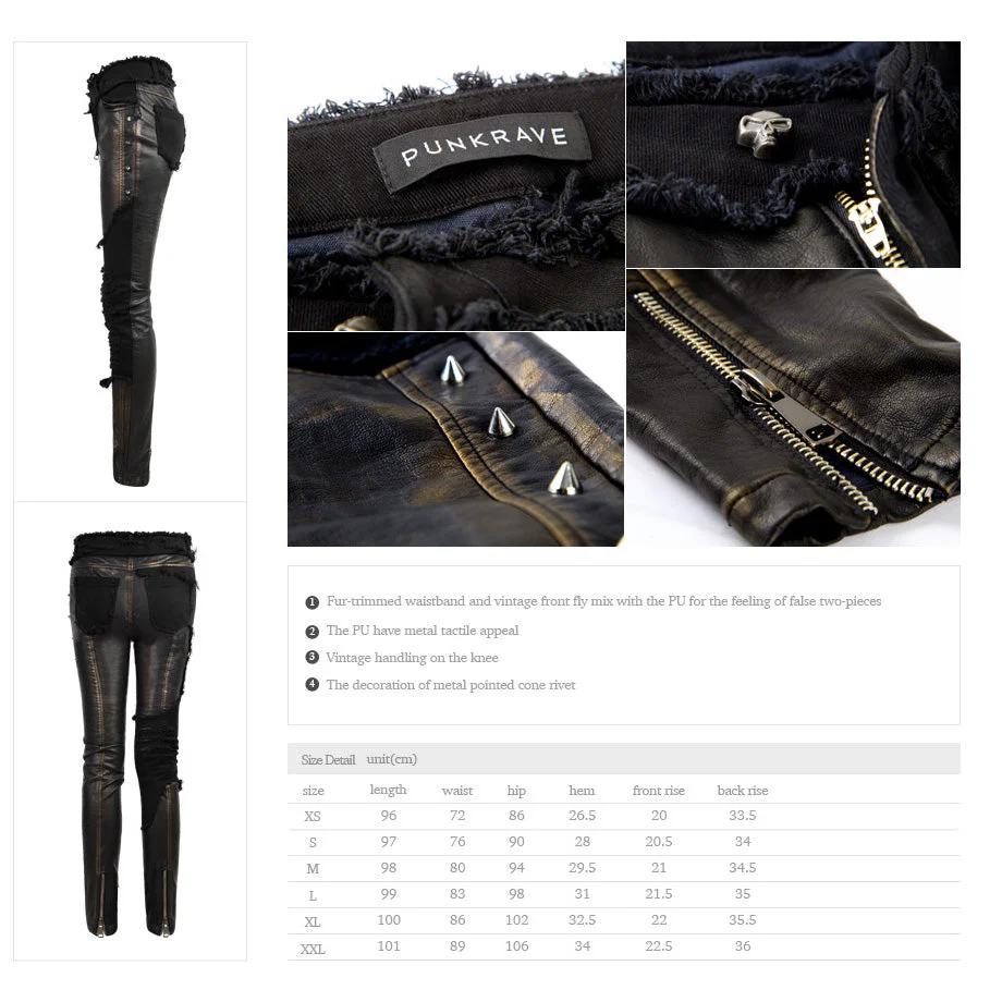 K-218 Vintage Bronze Club Wear Sexy Hot Punk Pants - Image 8