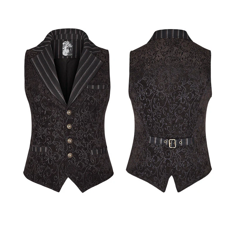 Y-807 Vintage Jacquard Wool Punk Vest Joker Slim-fitting Waistcoat - Image 9