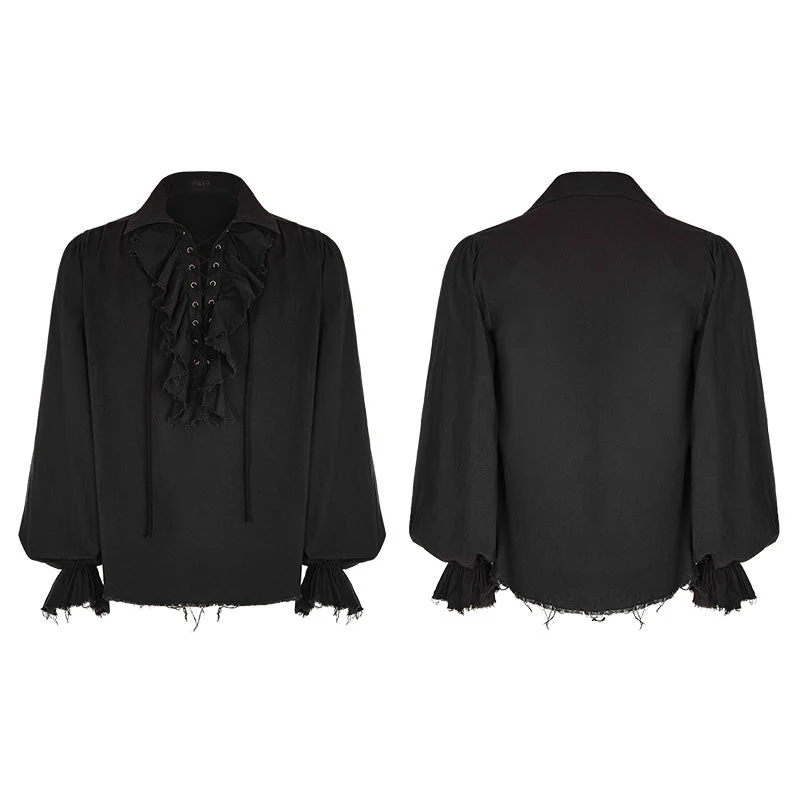 WY-873 Vintage Long Sleeve Imation Linen Punk Shirt For Men - Image 4