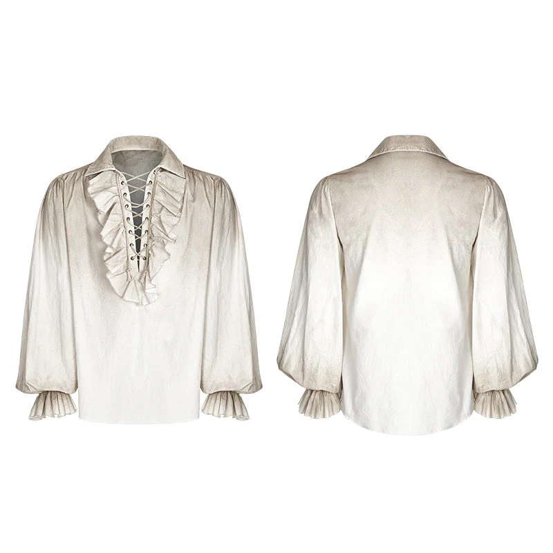 WY-873 Vintage Long Sleeve Imation Linen Punk Shirt For Men - Image 9