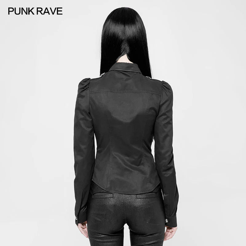 WY-883 Vintage Military Uniform Punk Shirt For Women - Image 3