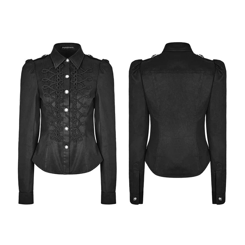WY-883 Vintage Military Uniform Punk Shirt For Women - Image 4