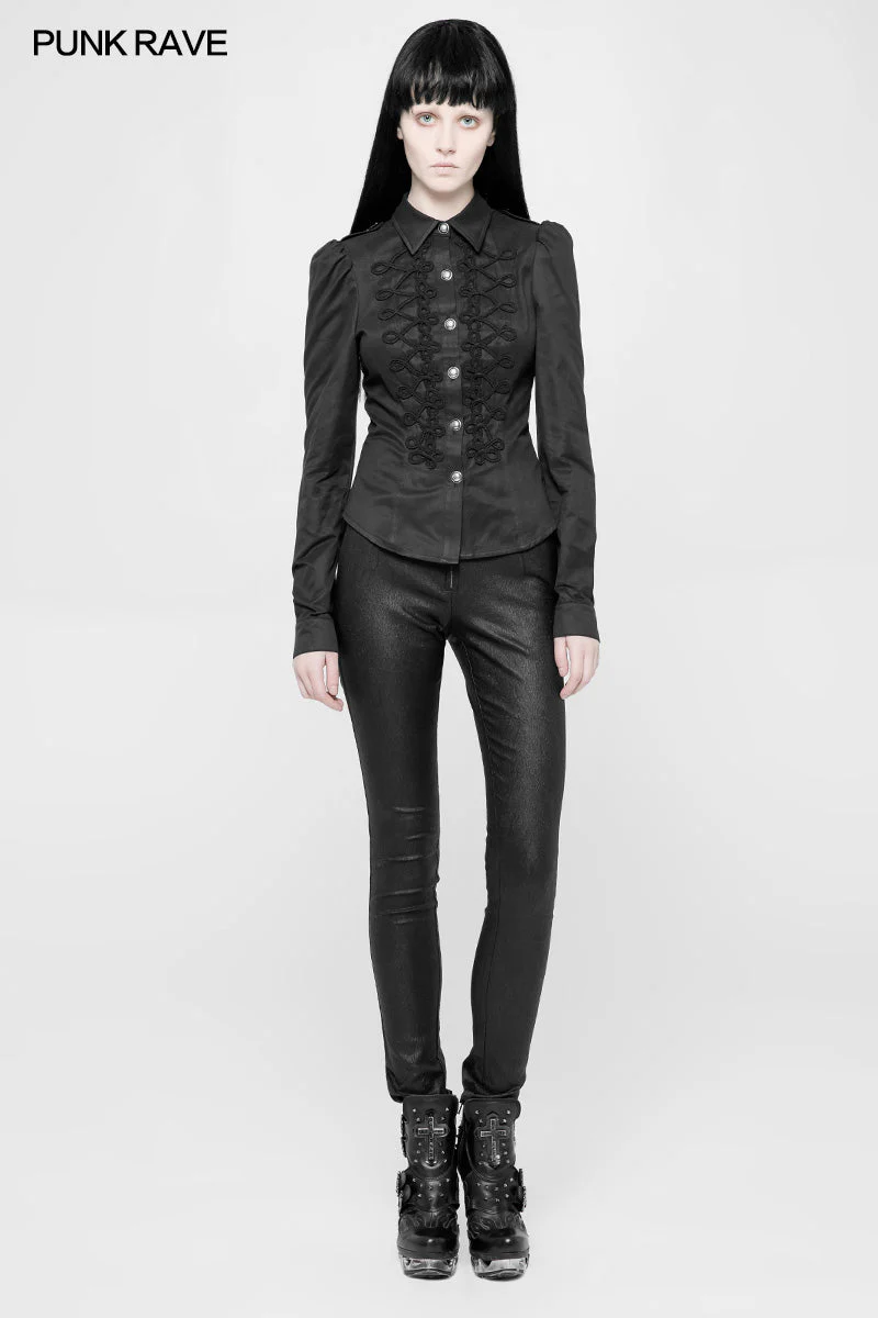 WY-883 Vintage Military Uniform Punk Shirt For Women - Image 6