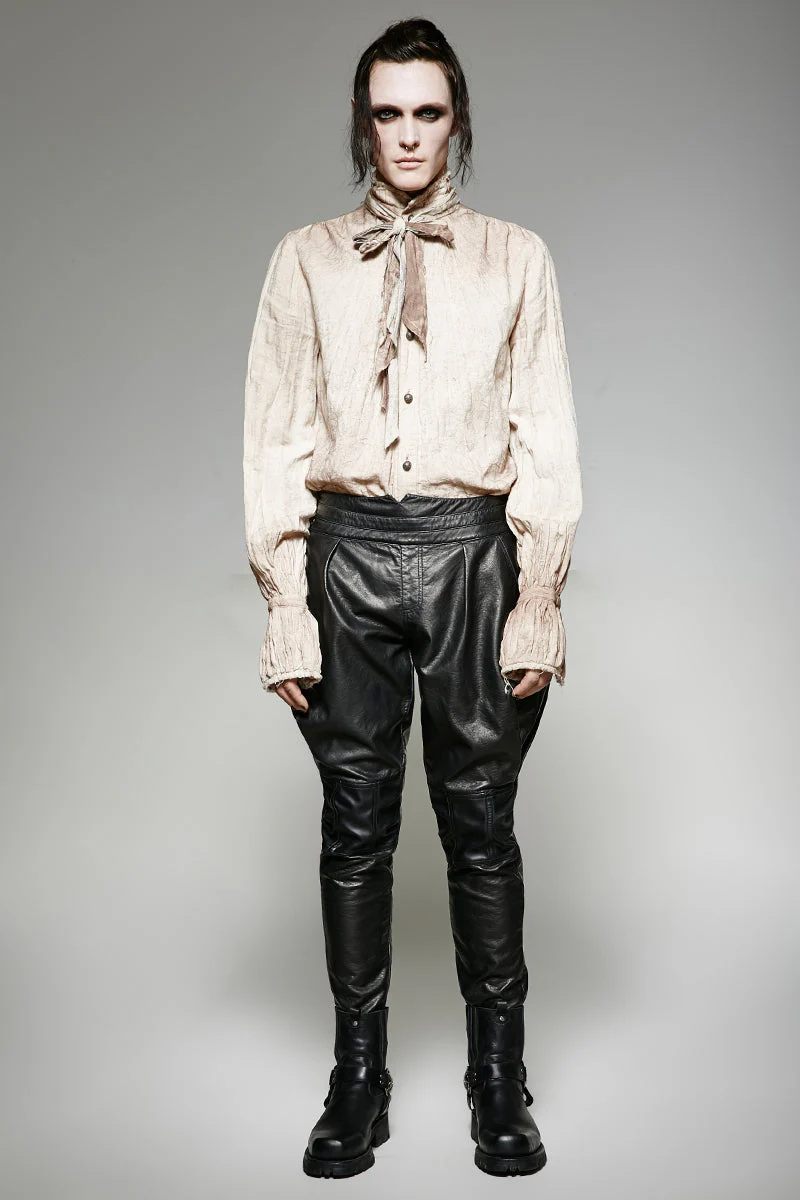 Y-714 Vintage Painting Punk Shirts With A High Quality Linen Tie - Image 12