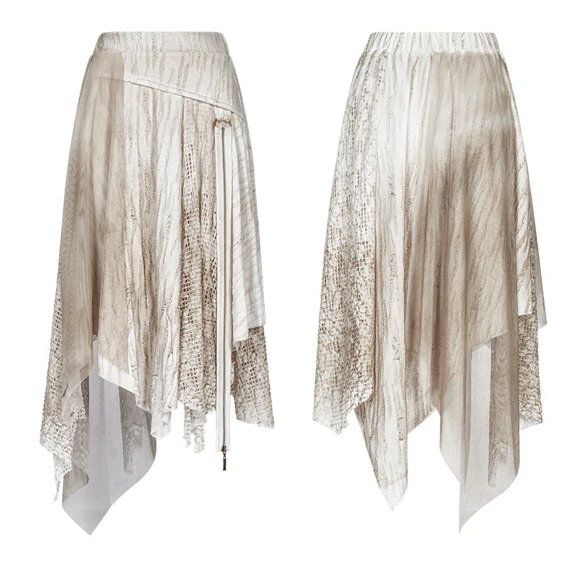 WQ-381 Vintage Steam Punk Asymmetric Lace Half Skirt - Image 11