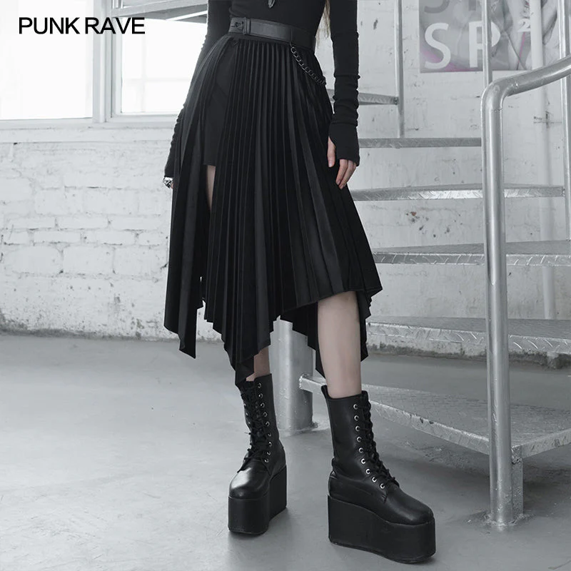 OPQ-840BQF Wednesday series dark and elegant printed pleated patchwork skirt - Image 2