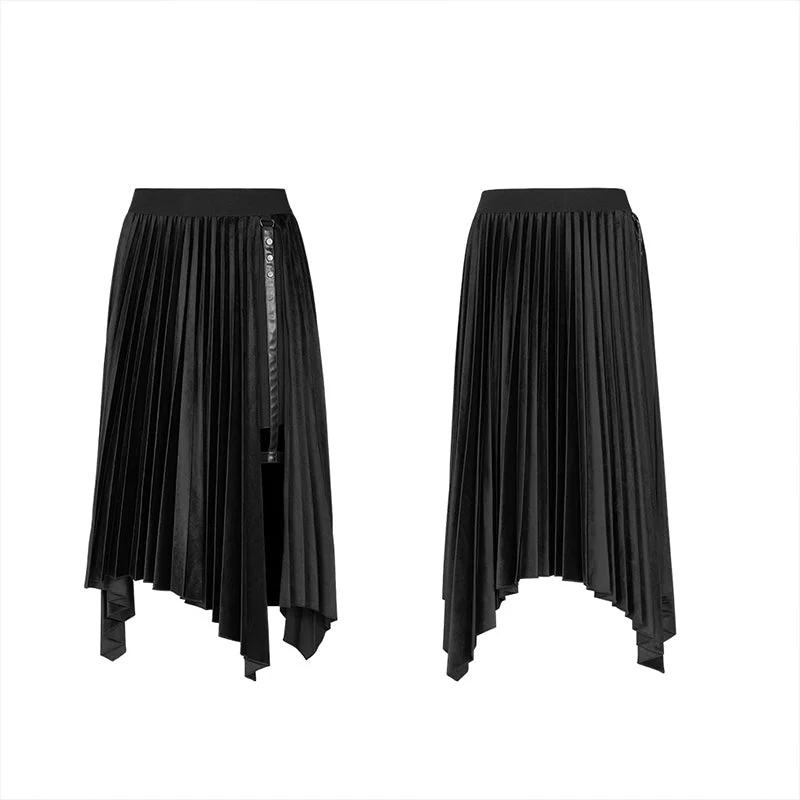 OPQ-840BQF Wednesday series dark and elegant printed pleated patchwork skirt - Image 5