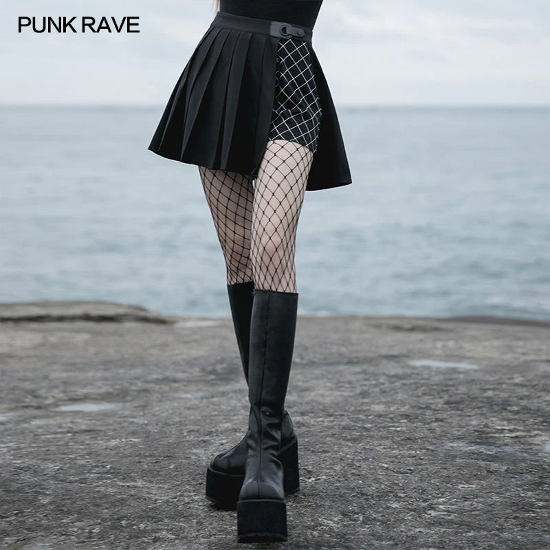 OPQ-844BQF Wednesday eries playful PUNK pleated half skirt