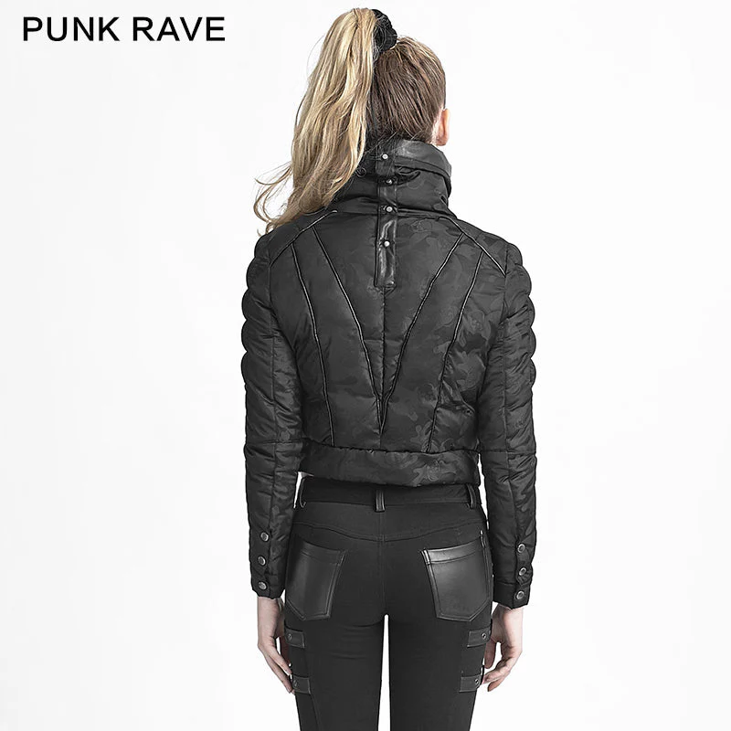 Y-619 Winter black Short Punk Jacket With Belts - Image 2