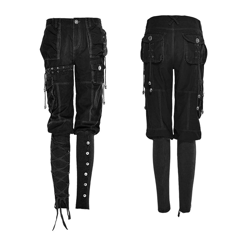 K-256 Winter Casual Capri Punk Pants With Loose Linen Wide Leg Baggy - Image 4