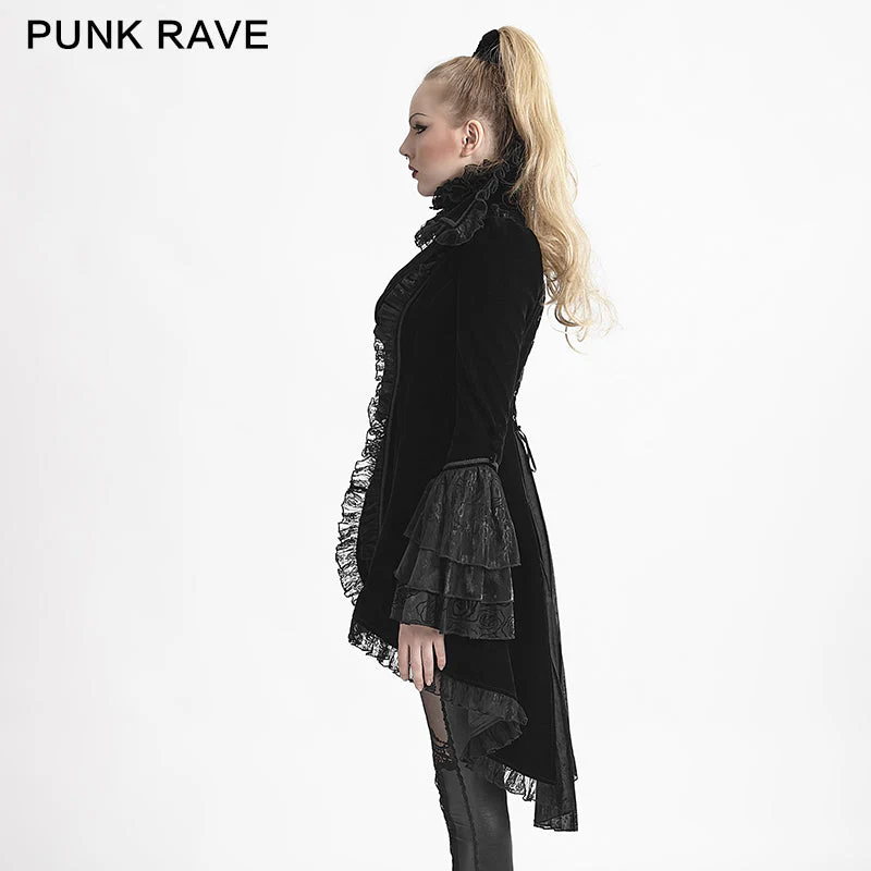 Y-622 Winter Long Flare Sleeves Gothic Trench Coats With Swallowtail - Image 2