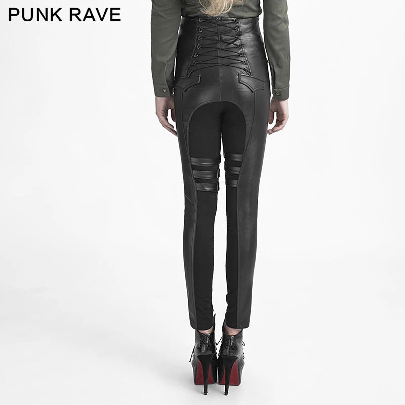 K-233 Gaiters Straps Winter Military High Waist Female Punk Pants - Image 2