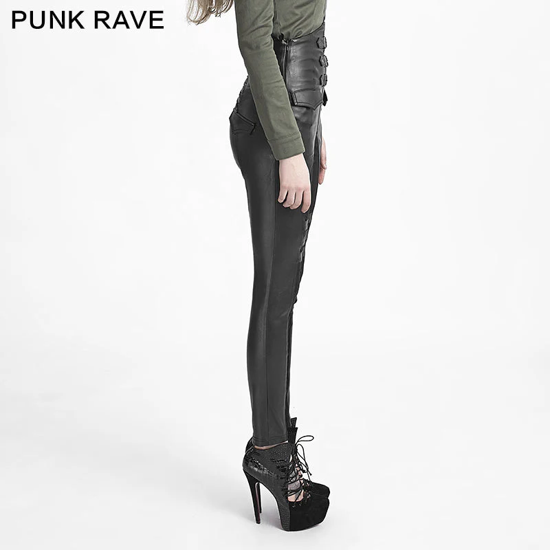 K-233 Gaiters Straps Winter Military High Waist Female Punk Pants - Image 3