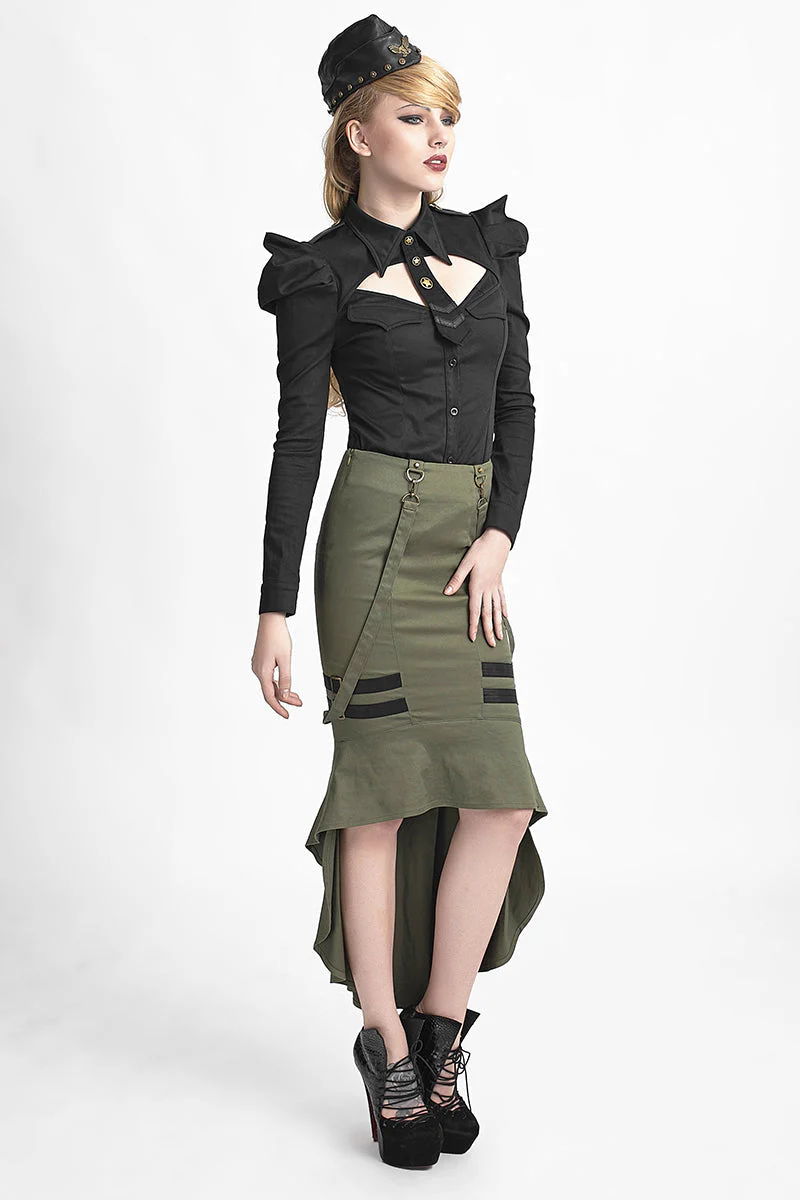 Y-625 Winter Uniform Style Punk Shirts With Long Puff Sleeves - Image 12