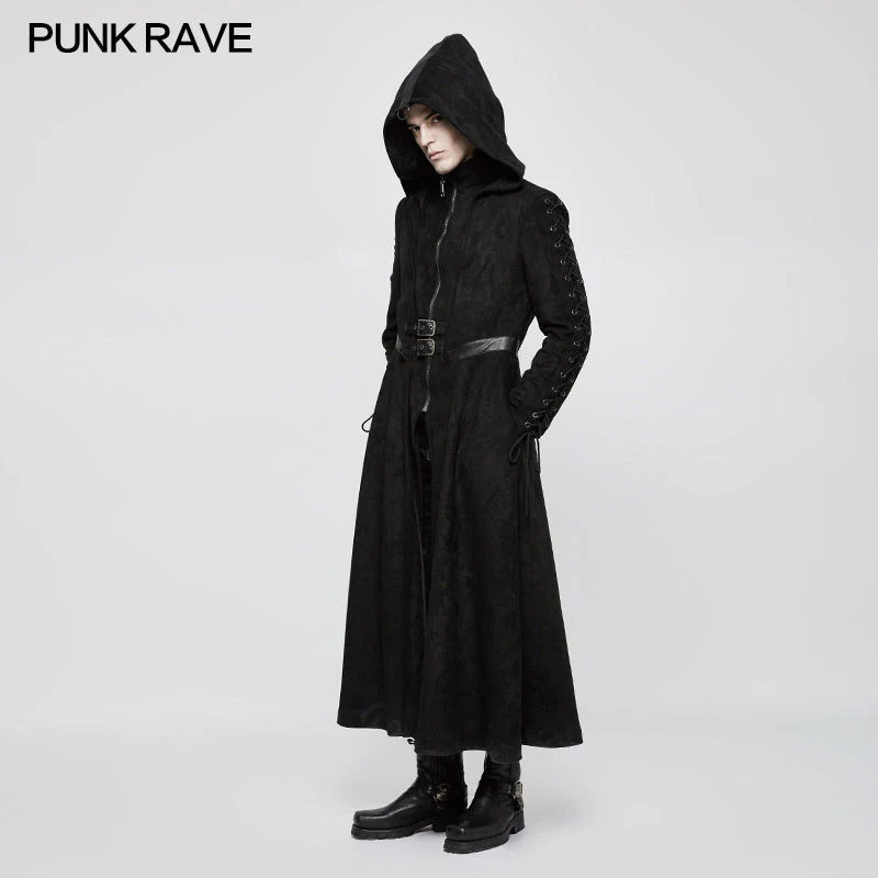 Y-780 Winter Velvet Dark Angel Long Gothic Coat With Large Hat - Image 2